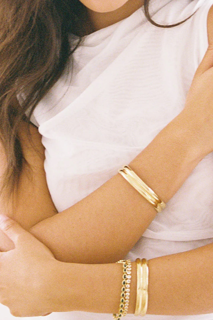 Double Cuff Bracelet in 18k Gold Plated