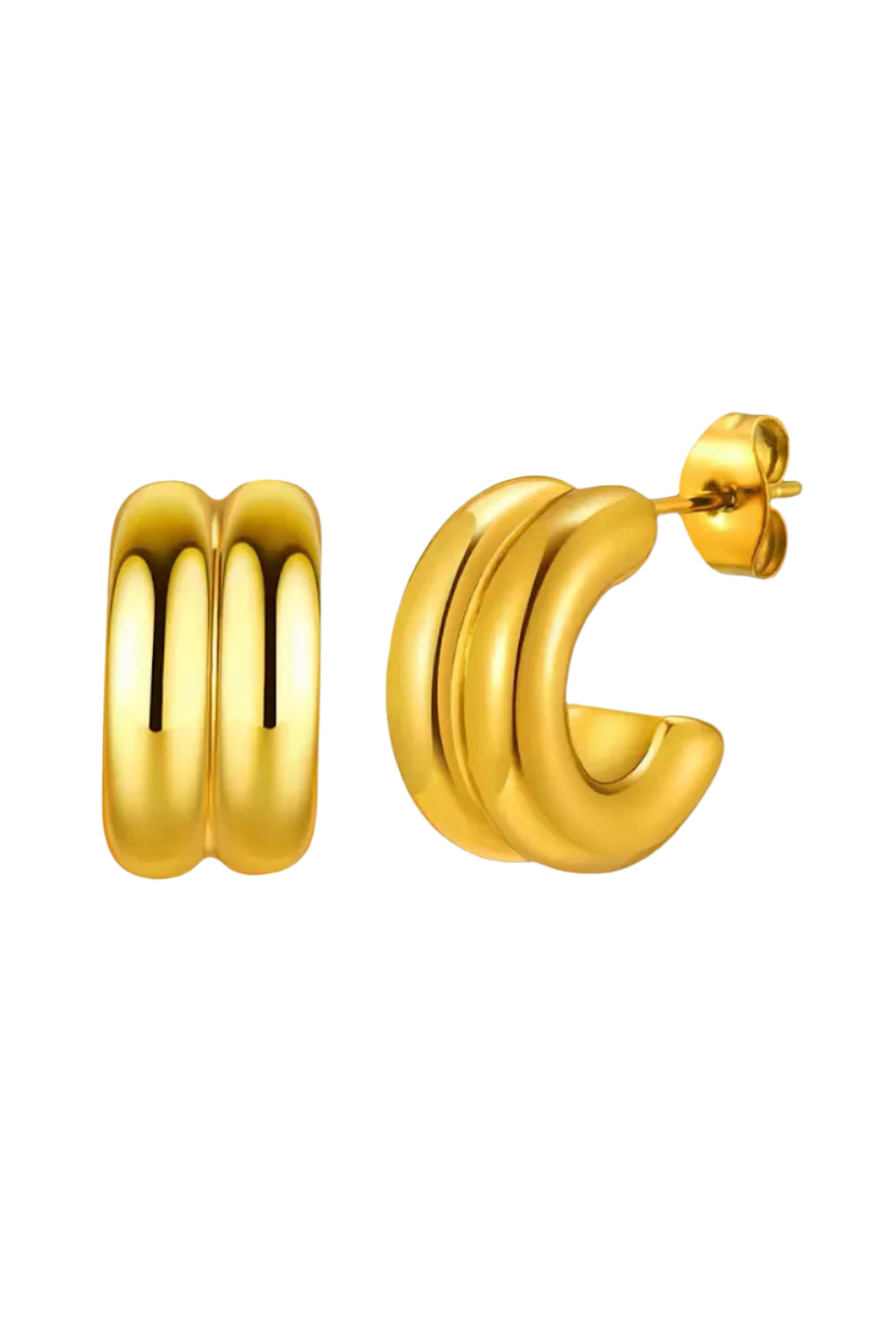 Double Hoop Earrings in 18k Gold Plated