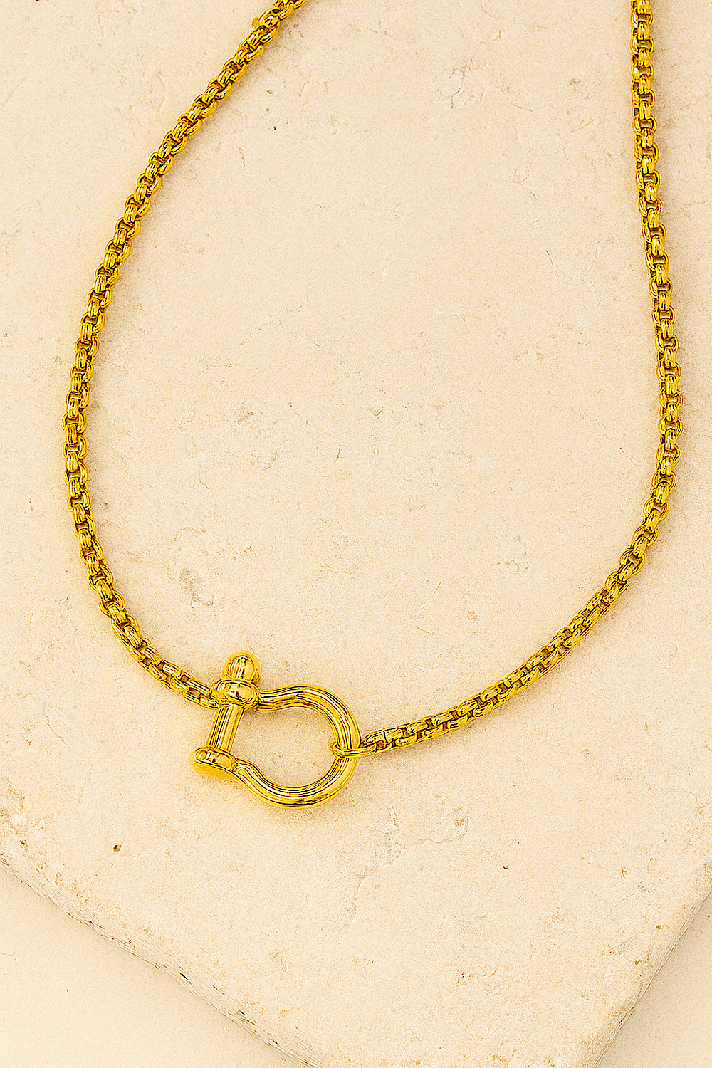 Box Chain Necklace in 18k Gold Plated
