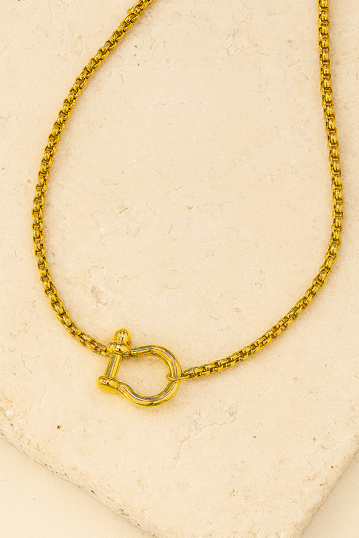 Box Chain Necklace in 18k Gold Plated