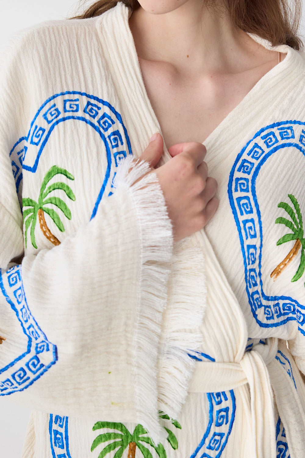 Palm Tree Midi Robe in Natural