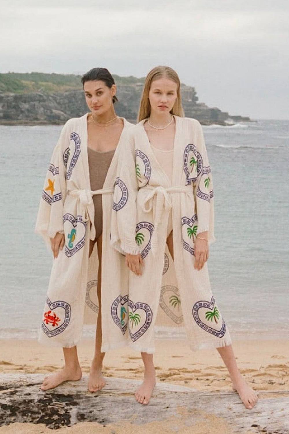 Palm Tree Long Robe in Natural